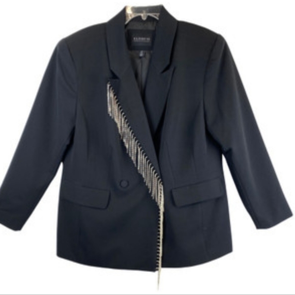 Eloquii crystal fringe trim blazer/ suit jacket. Sz 14. Deal!! - Picture 7 of 7